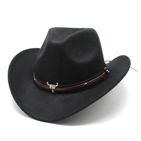 MEN'S WESTERN COWBOY RODEO BLACK FELT STYLE COWBOY RIDING HAT TEXANA VAQ… - Picture 7 of 16
